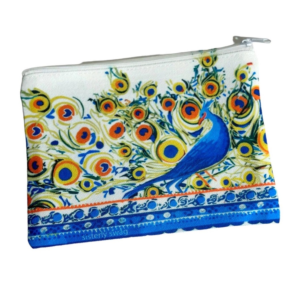 Handmade Peacock Design Compact Makeup Bag